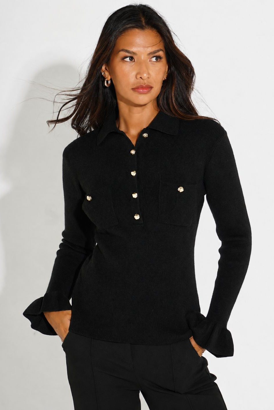 Kate & Pippa Sutton Knit Top In Black-Kate & Pippa