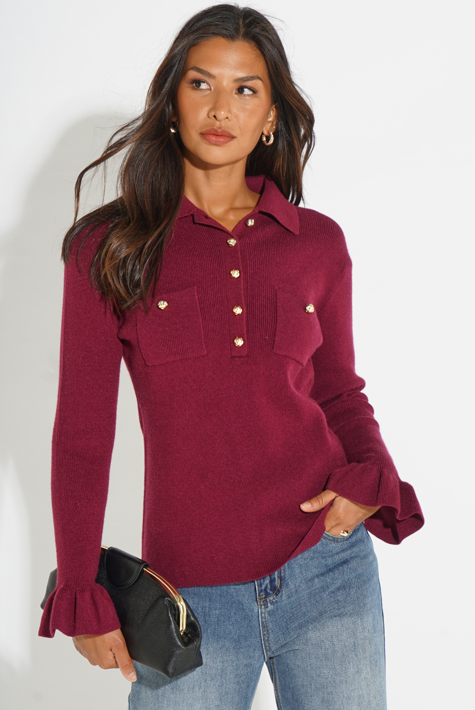 Kate & Pippa Sutton Knit Top In Plum-Kate & Pippa