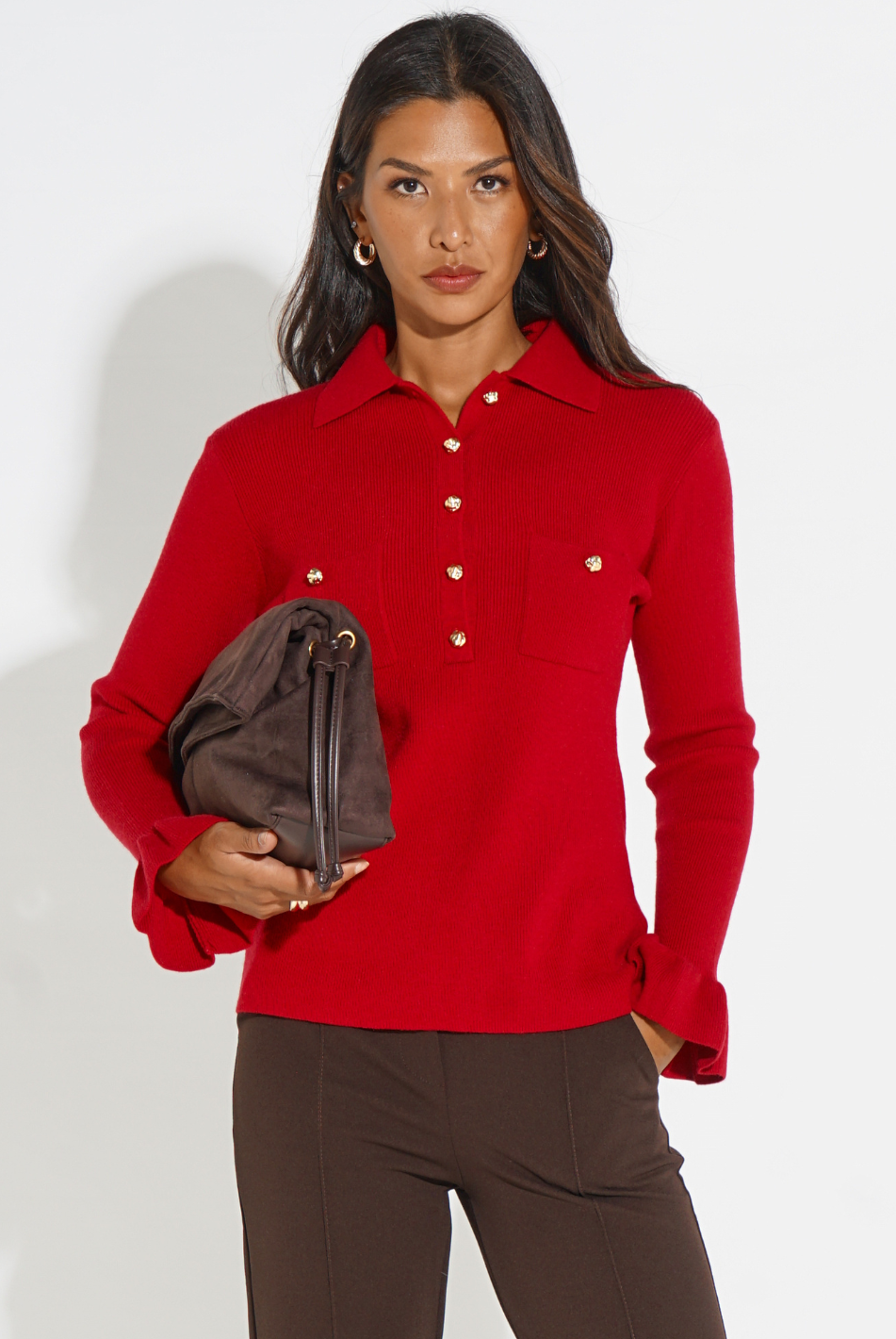Kate & Pippa Sutton Knit Top In Red-Kate & Pippa
