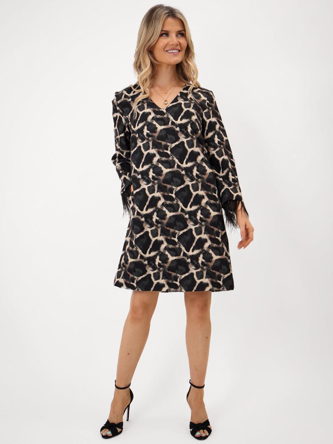 Kate & Pippa Taylor Mini Shift Dress In Black Print-Kate & Pippa Autumn/Winter Ladies Clothing
