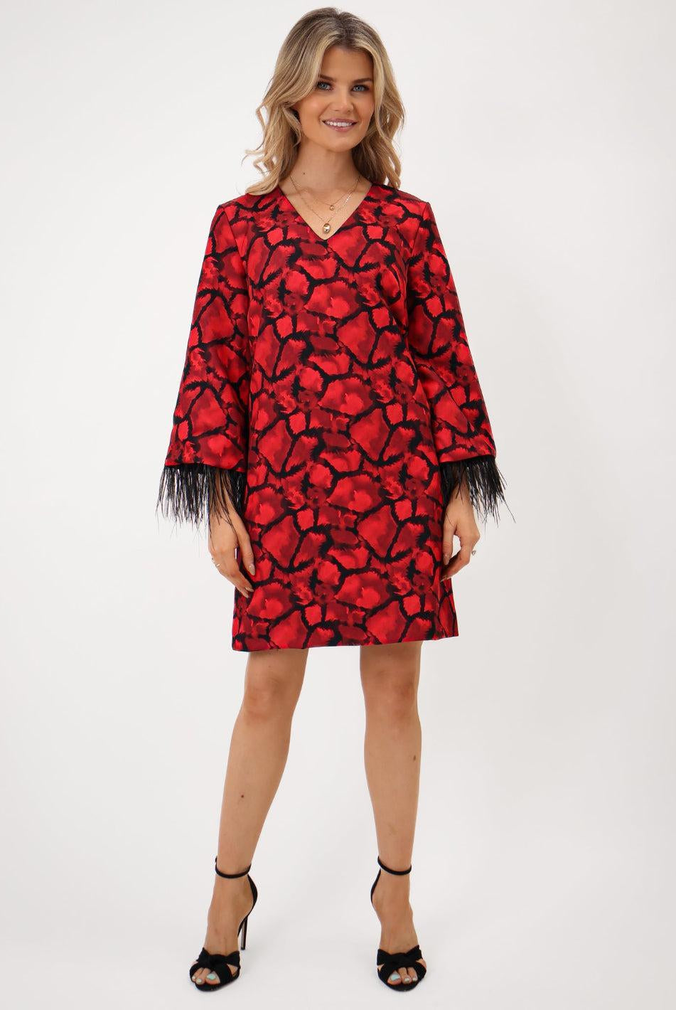 Kate & Pippa Taylor Mini Shift Dress In Red Print-Kate & Pippa Autumn/Winter Ladies Clothing