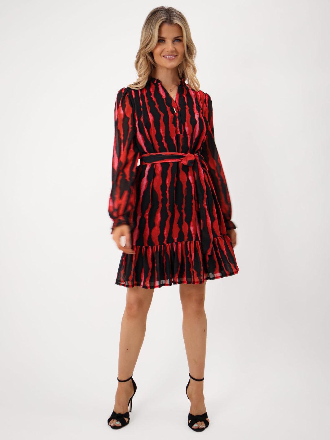 Kate & Pippa Venus Mini Dress In Red Print-Kate & Pippa Autumn/Winter Ladies Clothing