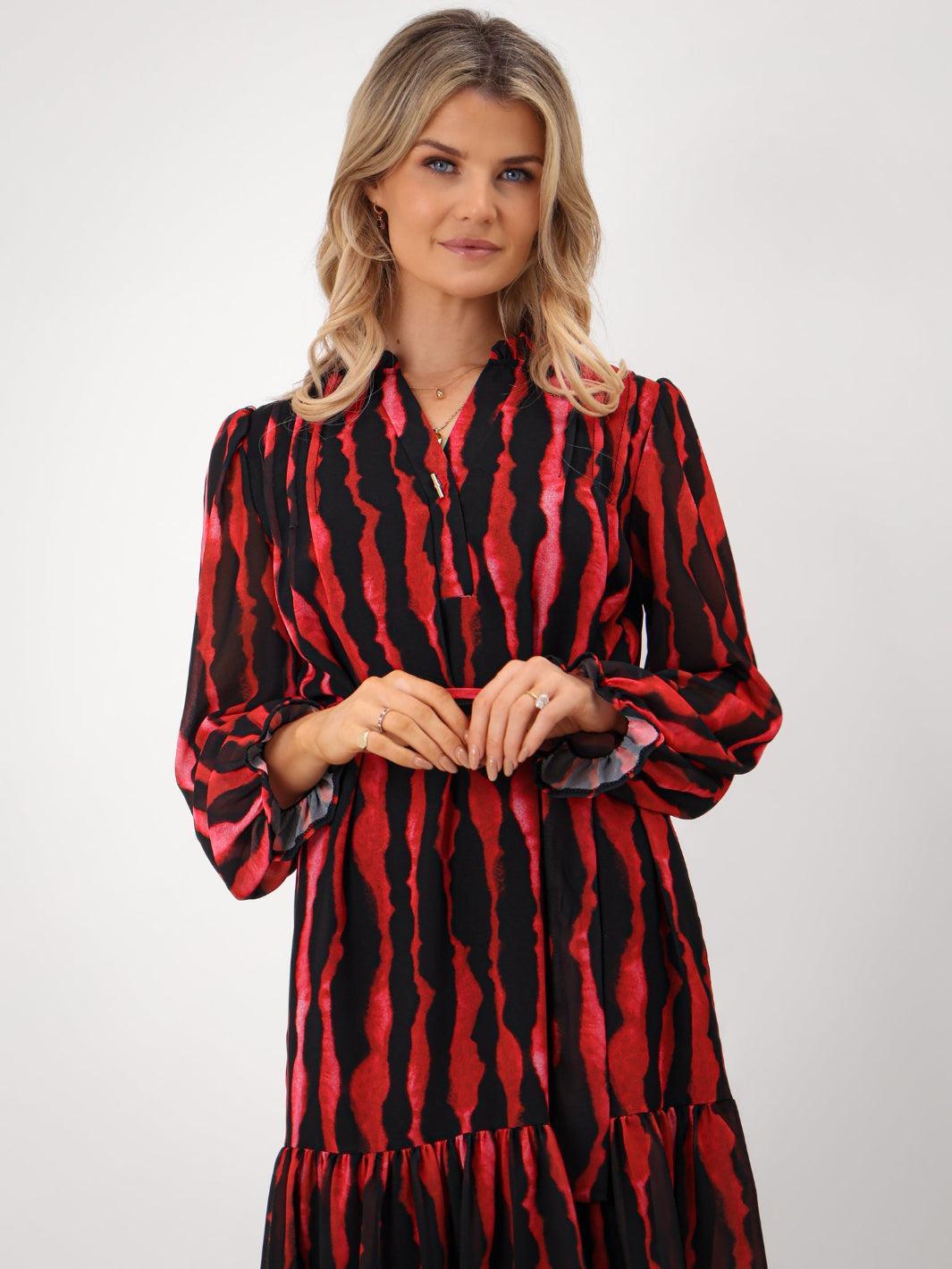 Kate & Pippa Venus Mini Dress In Red Print-Kate & Pippa Autumn/Winter Ladies Clothing