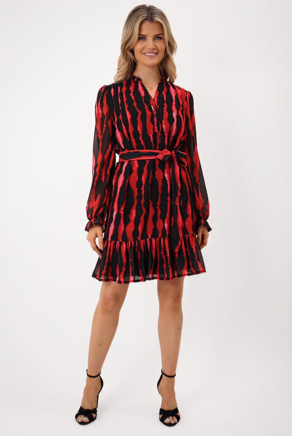 Kate & Pippa Venus Mini Dress In Red Print-Kate & Pippa Autumn/Winter Ladies Clothing