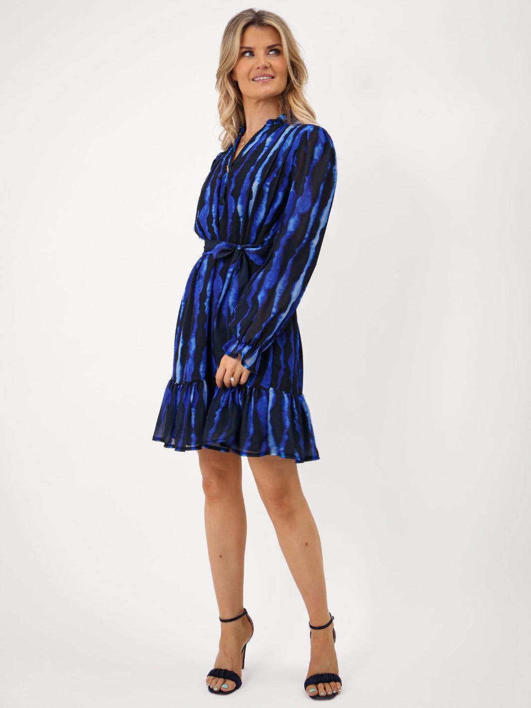 Kate & Pippa Venus Mini Dress In Royal Blue Print-Kate & Pippa Autumn/Winter Ladies Clothing