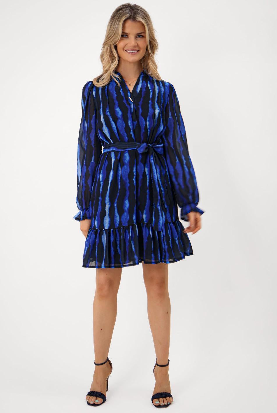 Kate & Pippa Venus Mini Dress In Royal Blue Print-Kate & Pippa Autumn/Winter Ladies Clothing