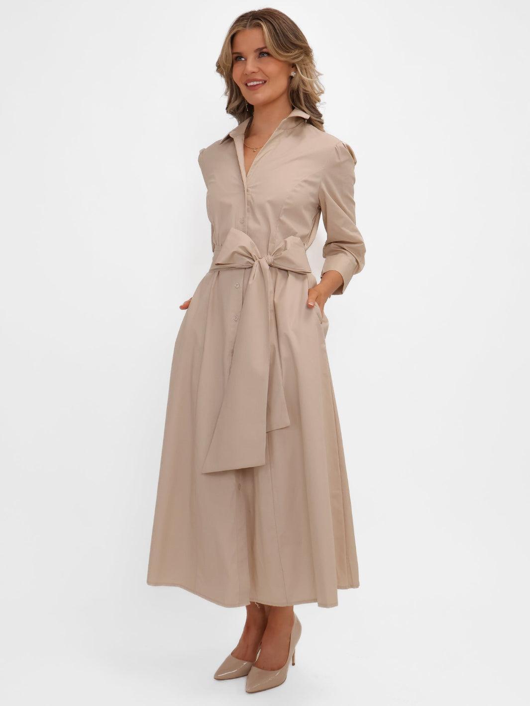 Kate & Pippa Victoria Midi Dress In Beige-Kate & Pippa