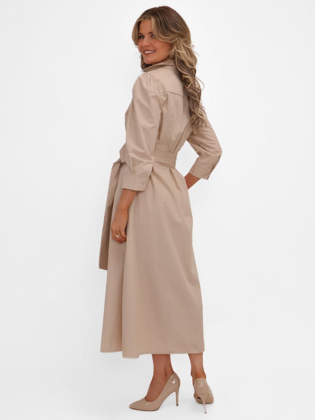 Kate & Pippa Victoria Midi Dress In Beige-Kate & Pippa