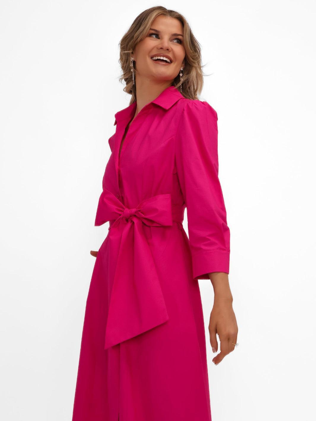 Kate & Pippa Victoria Midi Dress In Cerise Pink-Kate & Pippa