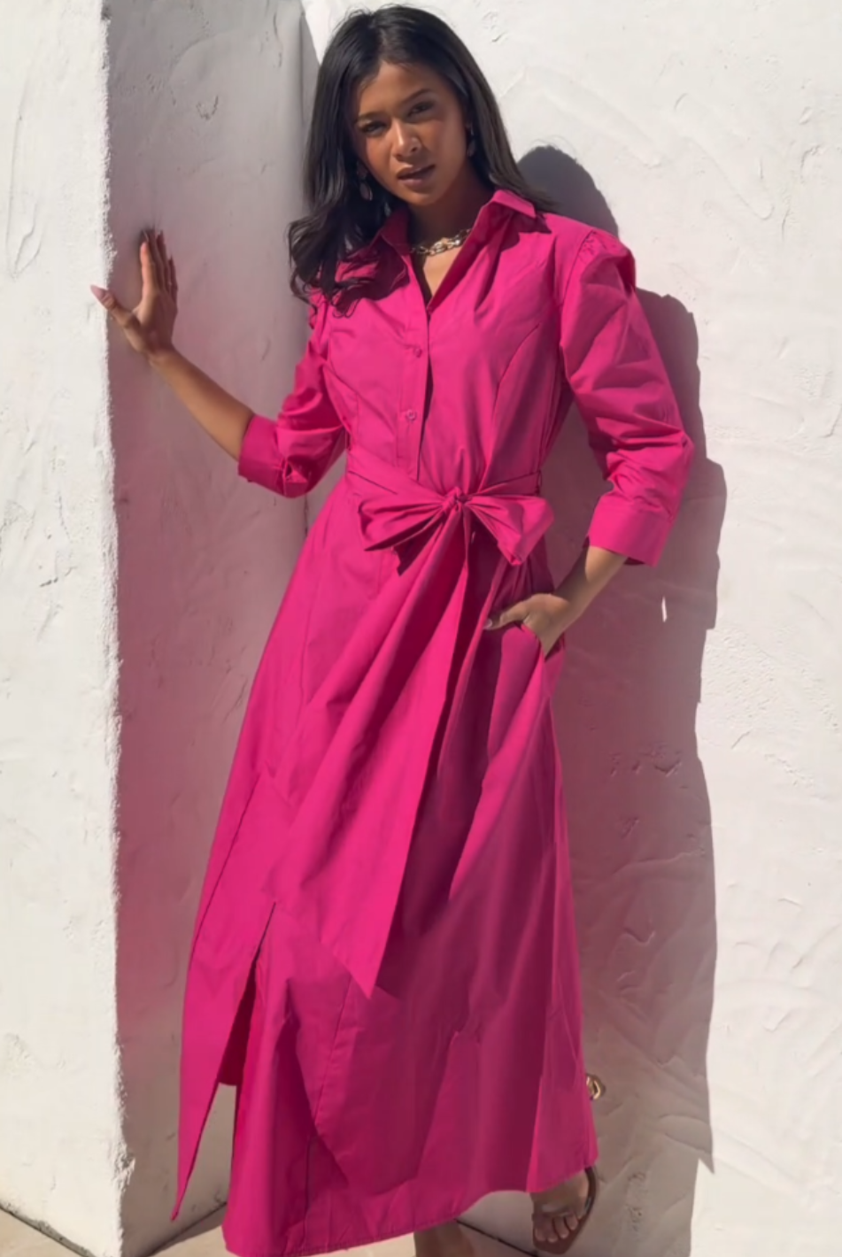 Kate & Pippa Victoria Midi Dress In Cerise Pink-Kate & Pippa