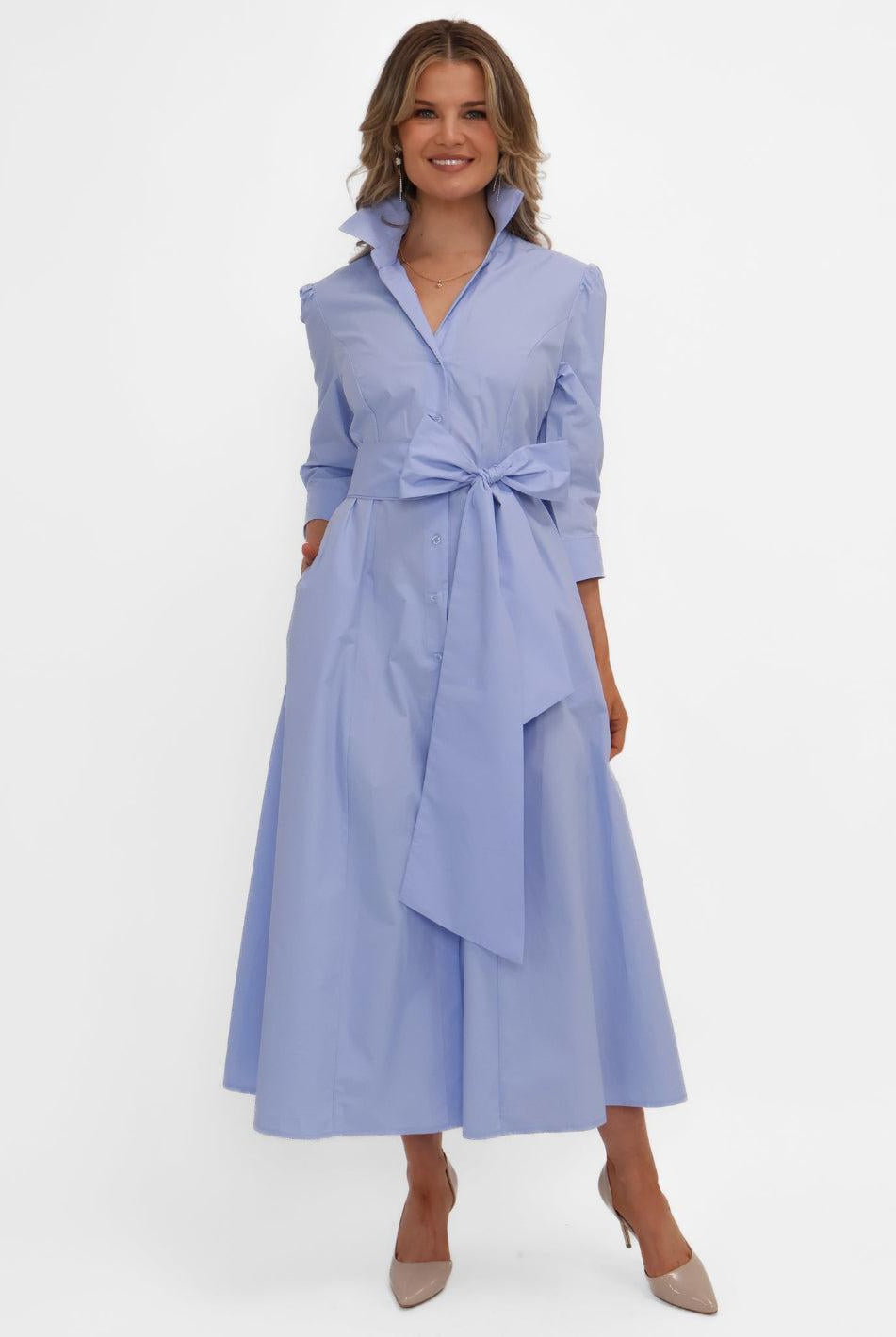 Kate & Pippa Victoria Midi Dress In Light Blue-Kate & Pippa