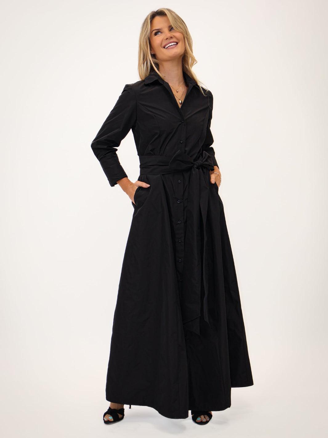 Kate & Pippa Victoria Taffeta Maxi Dress In Black-Kate & Pippa Autumn/Winter Ladies Clothing