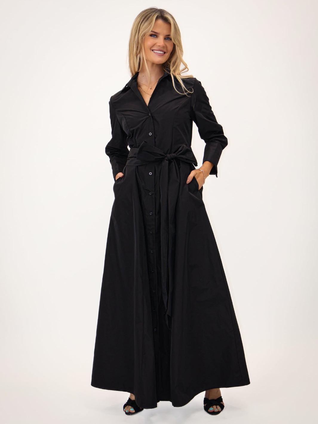 Kate & Pippa Victoria Taffeta Maxi Dress In Black-Kate & Pippa Autumn/Winter Ladies Clothing
