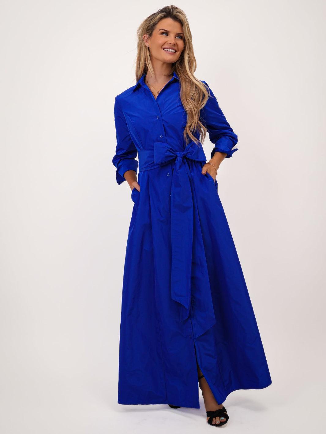 Kate & Pippa Victoria Taffeta Maxi Dress In Royal Blue-Kate & Pippa Autumn/Winter Ladies Clothing