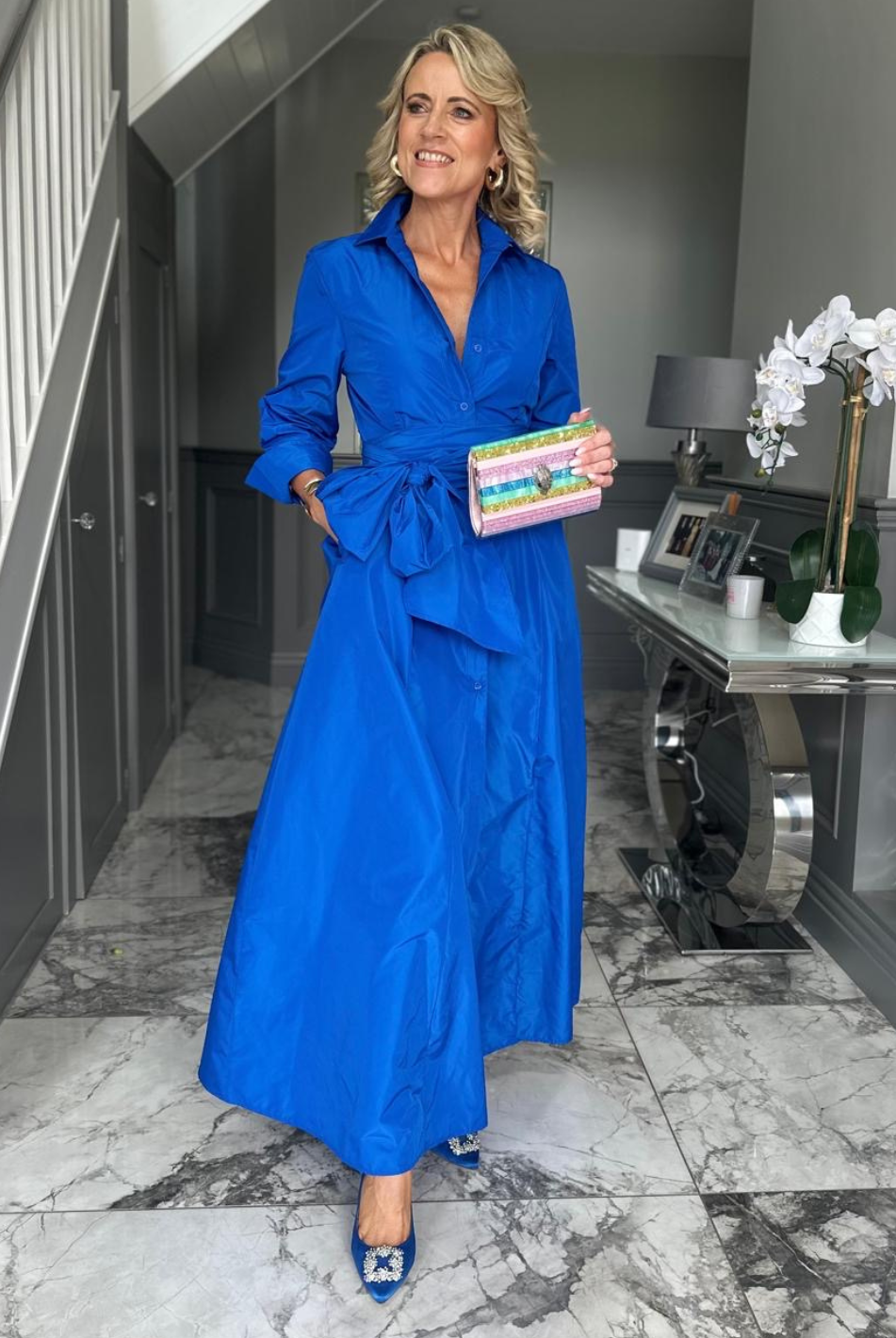 Kate & Pippa Victoria Taffeta Maxi Dress In Royal Blue-Kate & Pippa Autumn/Winter Ladies Clothing