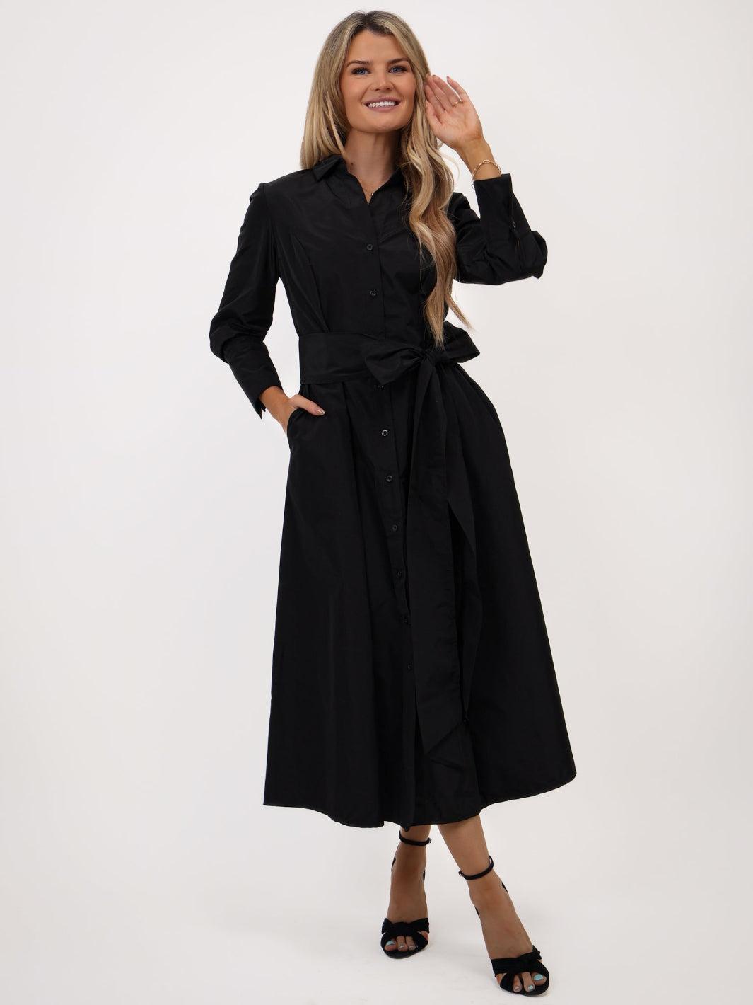 Kate & Pippa Victoria Taffeta Midi Dress In Black-Kate & Pippa Autumn/Winter Ladies Clothing