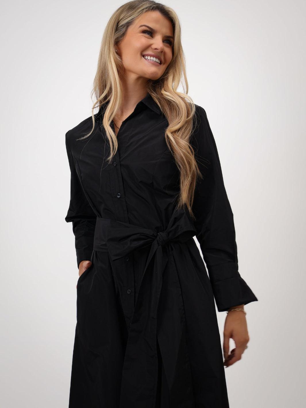Kate & Pippa Victoria Taffeta Midi Dress In Black-Kate & Pippa Autumn/Winter Ladies Clothing