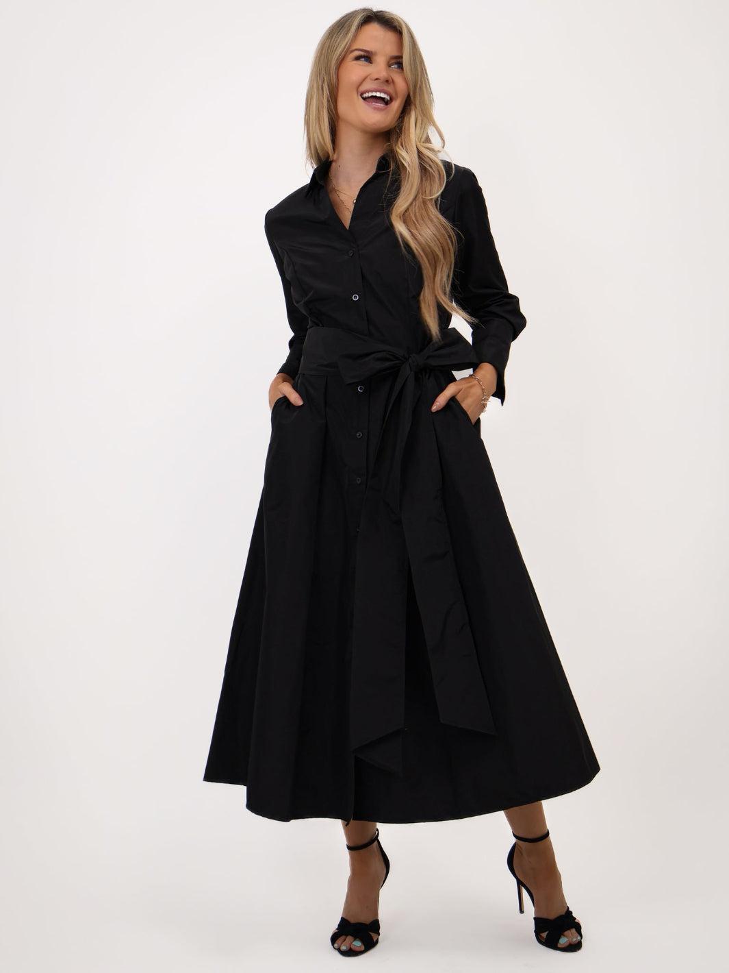 Kate & Pippa Victoria Taffeta Midi Dress In Black-Kate & Pippa Autumn/Winter Ladies Clothing