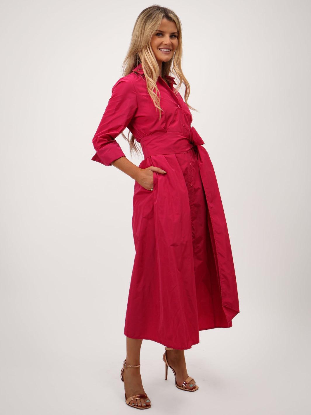 Kate & Pippa Victoria Taffeta Midi Dress In Pink-Kate & Pippa Autumn/Winter Ladies Clothing