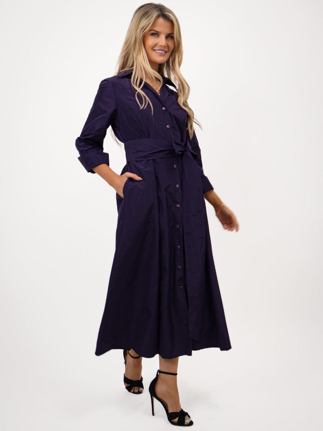 Kate & Pippa Victoria Taffeta Midi Dress In Purple-Kate & Pippa Autumn/Winter Ladies Clothing