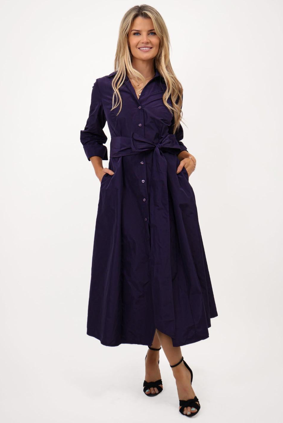 Kate & Pippa Victoria Taffeta Midi Dress In Purple-Kate & Pippa Autumn/Winter Ladies Clothing