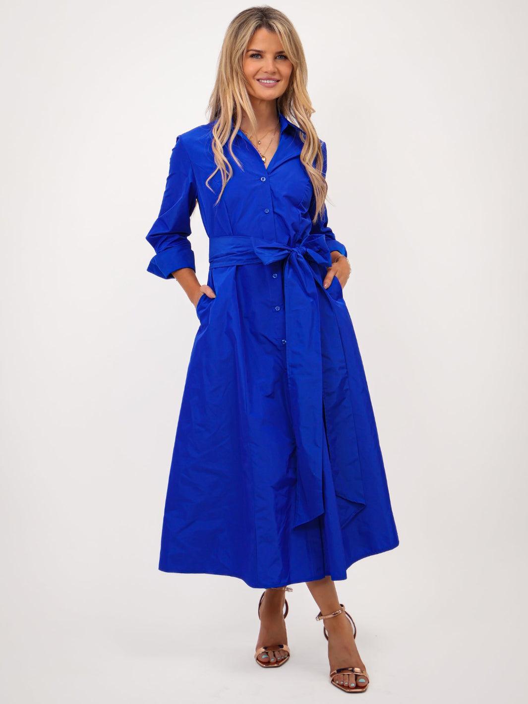 Kate & Pippa Victoria Taffeta Midi Dress In Royal Blue-Kate & Pippa Autumn/Winter Ladies Clothing