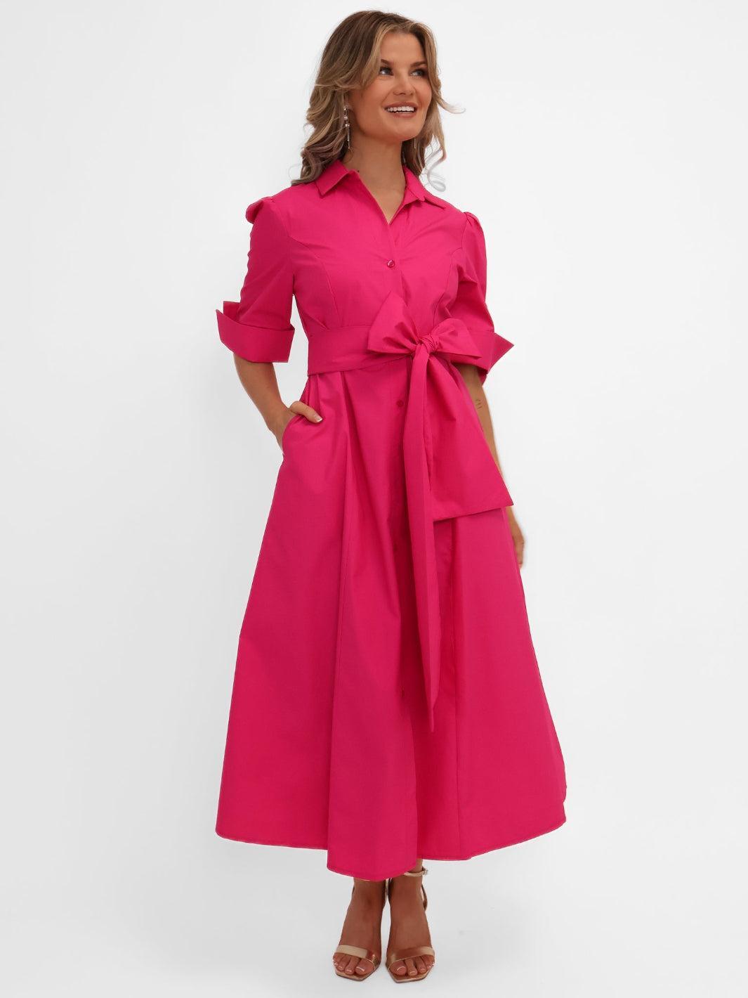 Kate & Pippa Whitney Midi Dress In Cerise Pink-Kate & Pippa