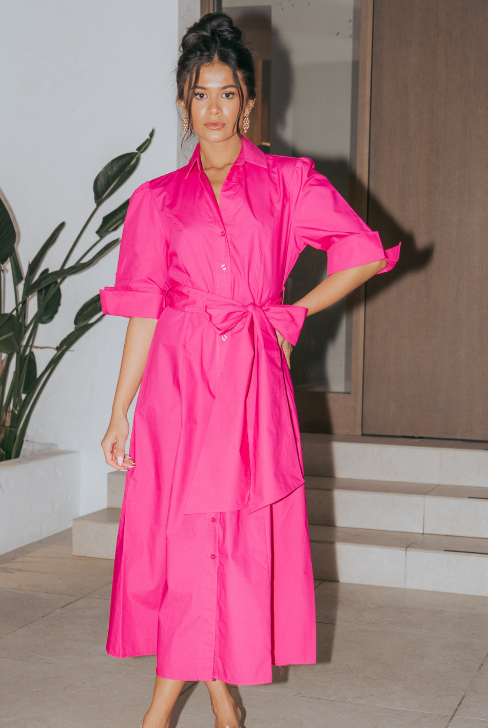 Kate & Pippa Whitney Midi Dress In Cerise Pink-Kate & Pippa