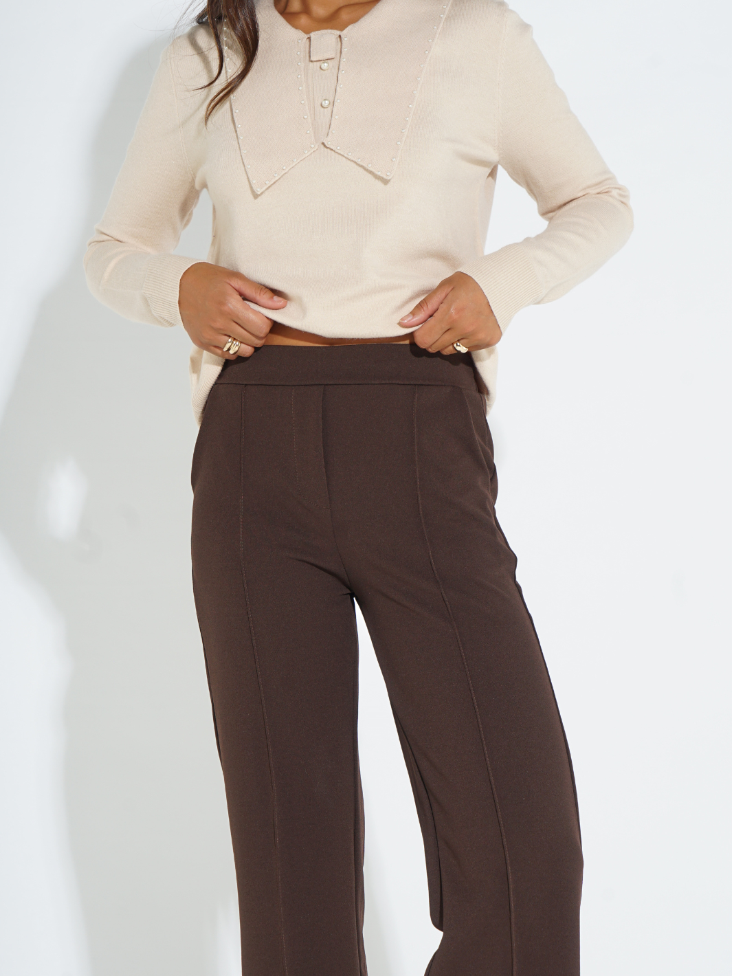 Kate & Pippa Yale Trousers In Chocolate Brown-Kate & Pippa