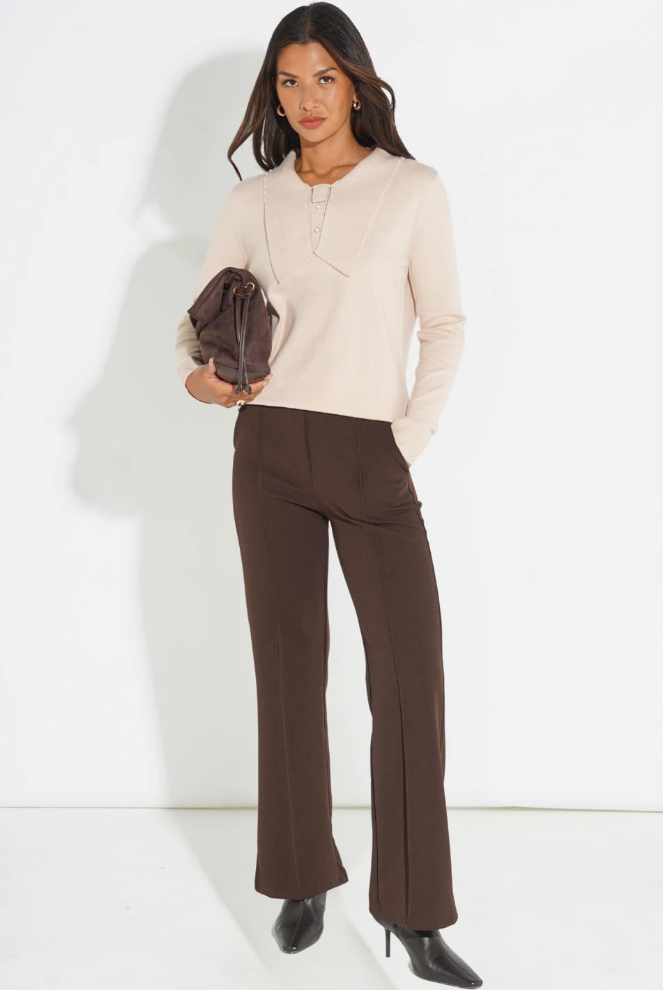 Kate & Pippa Yale Trousers In Chocolate Brown-Kate & Pippa
