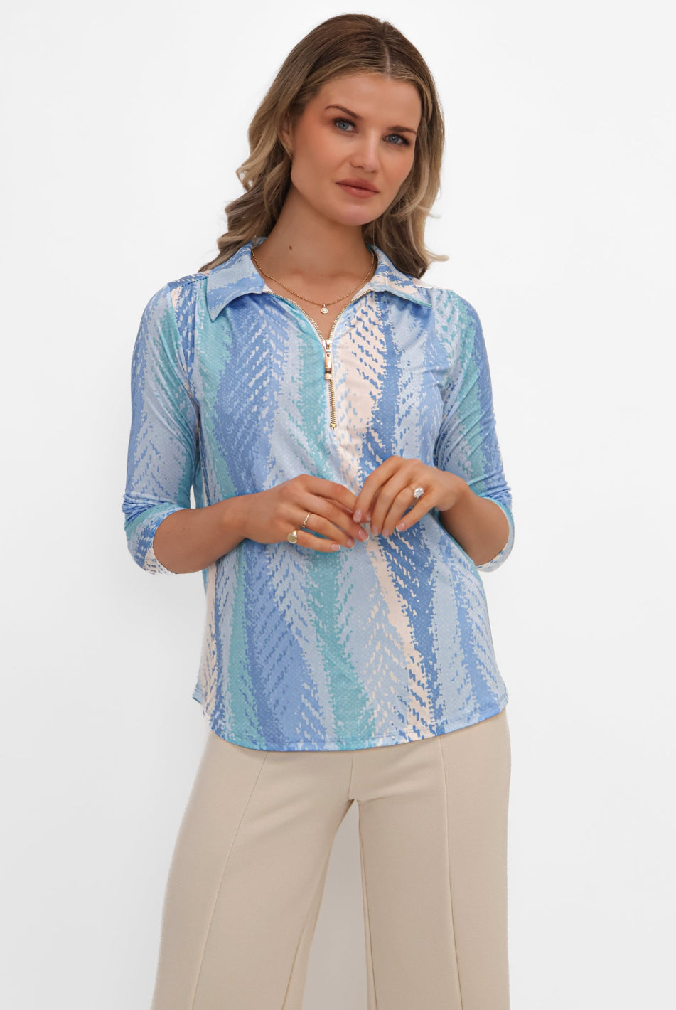 Kate & Pippa Zip Top In Light Blue-Kate & Pippa