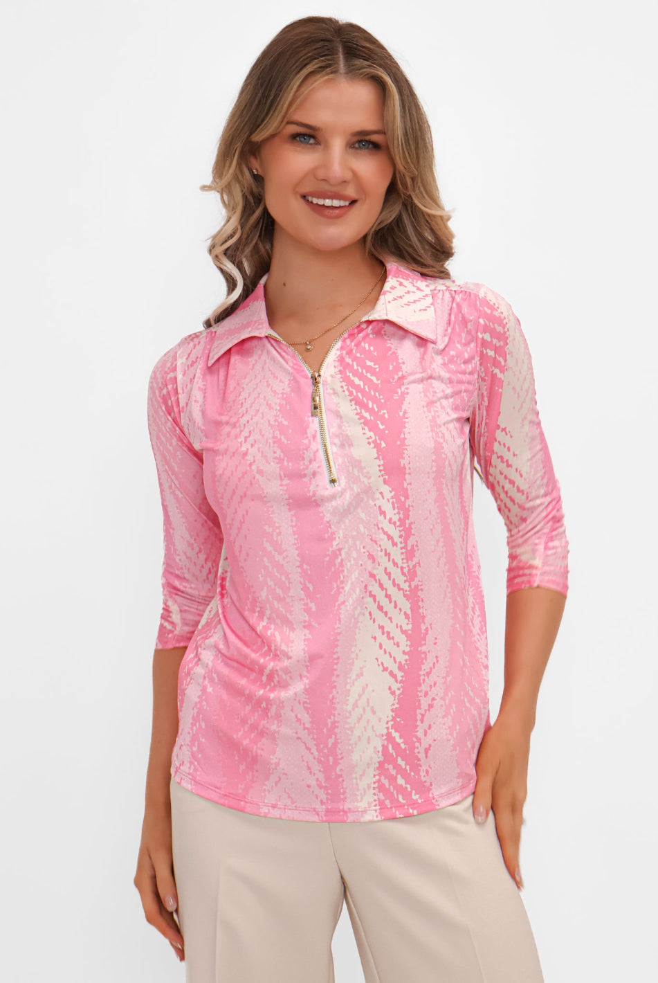Kate & Pippa Zip Top In Light Pink-Kate & Pippa
