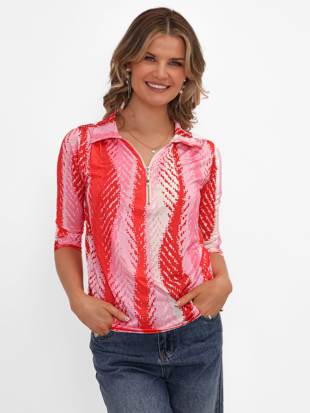 Kate & Pippa Zip Top In Red-Kate & Pippa