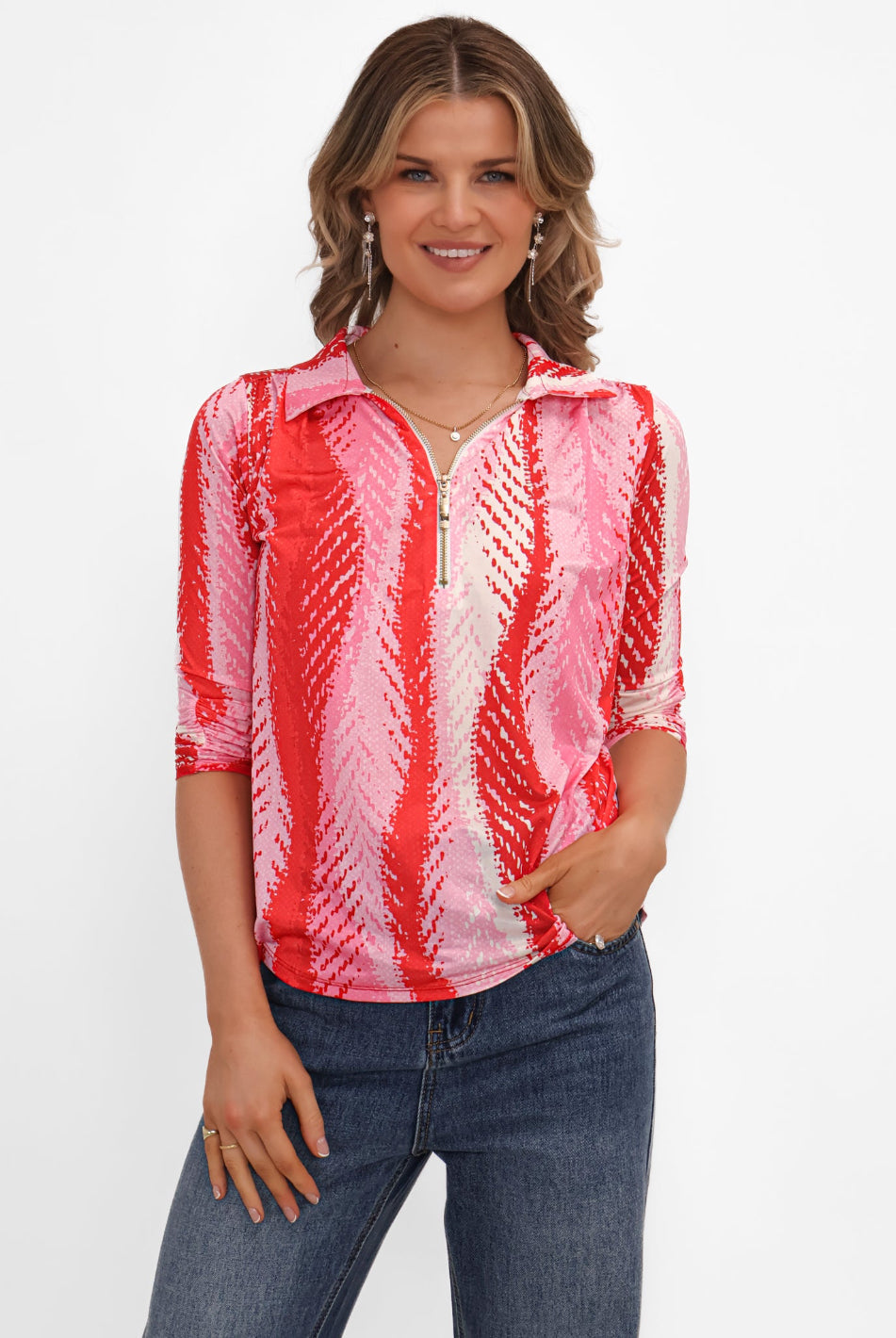 Kate & Pippa Zip Top In Red-Kate & Pippa