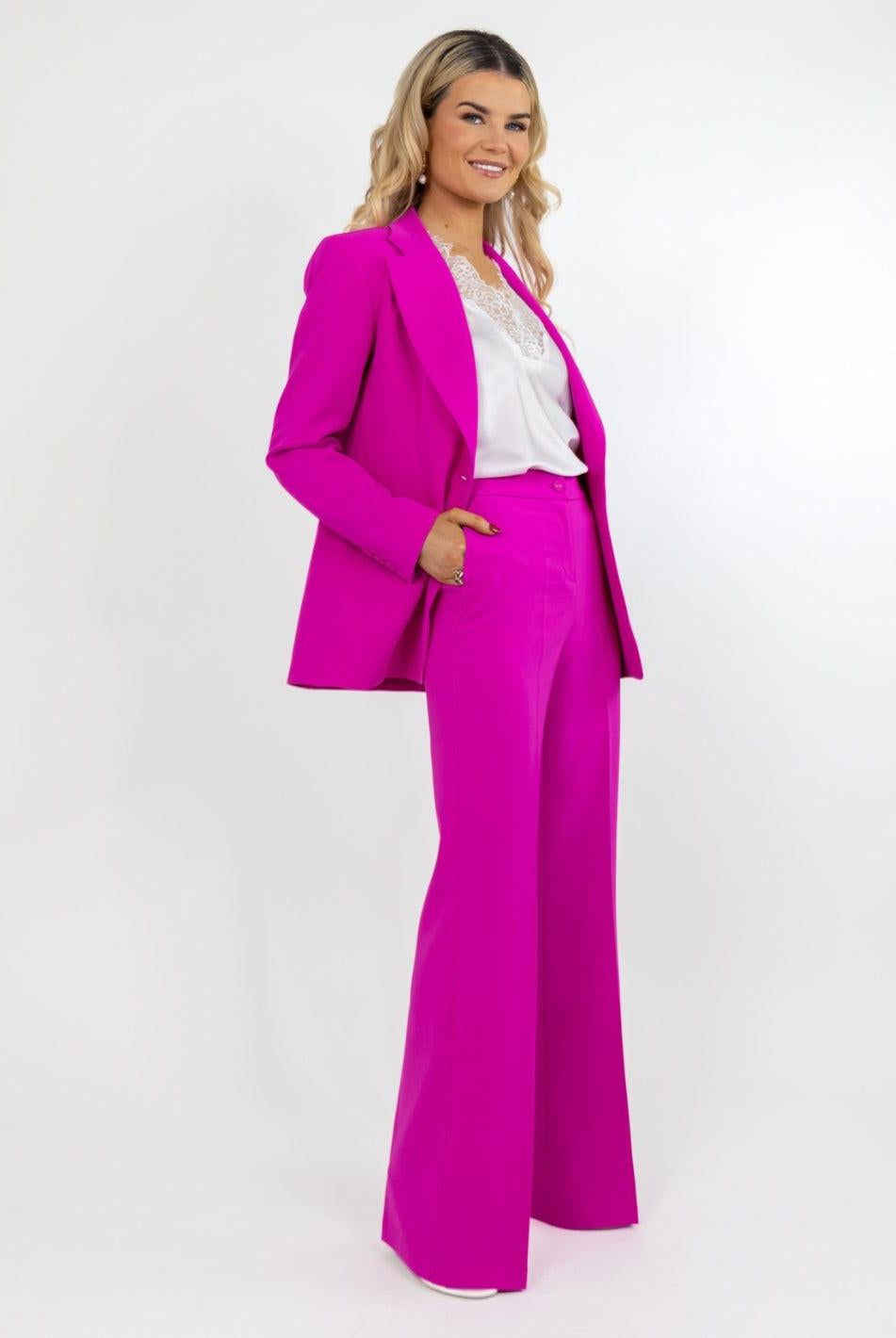 Kate & Pippa Palermo Wide Leg Trousers In Fuchsia Pink-Nicola Ross