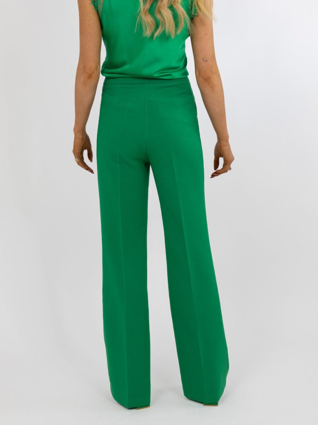 Kate & Pippa Palermo Wide Leg Trousers In Green-Nicola Ross