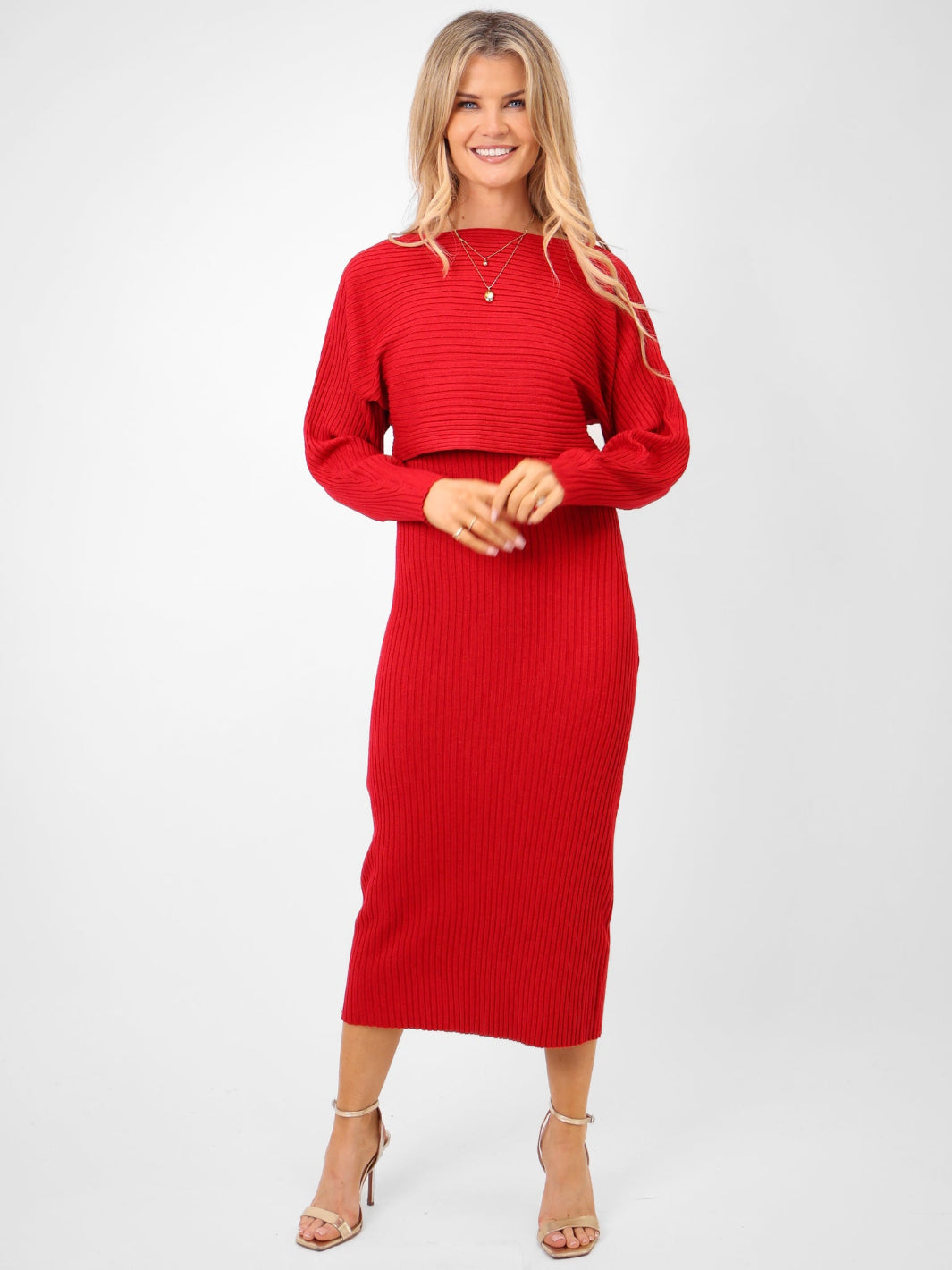 Kate & Pippa Amelia Knit Dress In Red-Kate & Pippa Autumn/Winter Ladies Clothing