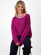 Kate & Pippa Annabelle Knit Jumper In Plum-Kate & Pippa Autumn/Winter Ladies Clothing