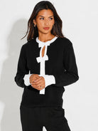 Kate & Pippa Aspen Bow Knit In Black-Kate & Pippa