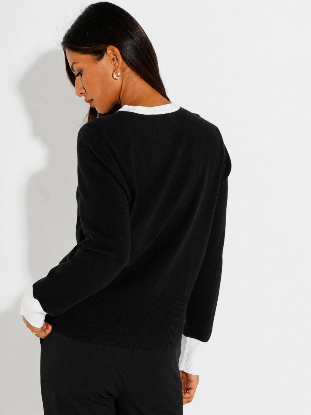 Kate & Pippa Aspen Bow Knit In Black-Kate & Pippa