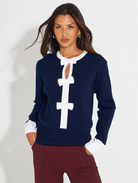 Kate & Pippa Aspen Bow Knit In Navy-Kate & Pippa