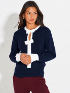 Kate & Pippa Aspen Bow Knit In Navy-Kate & Pippa
