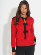 Kate & Pippa Aspen Bow Knit In Red-Kate & Pippa