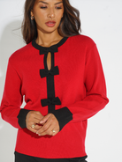 Kate & Pippa Aspen Bow Knit In Red-Kate & Pippa