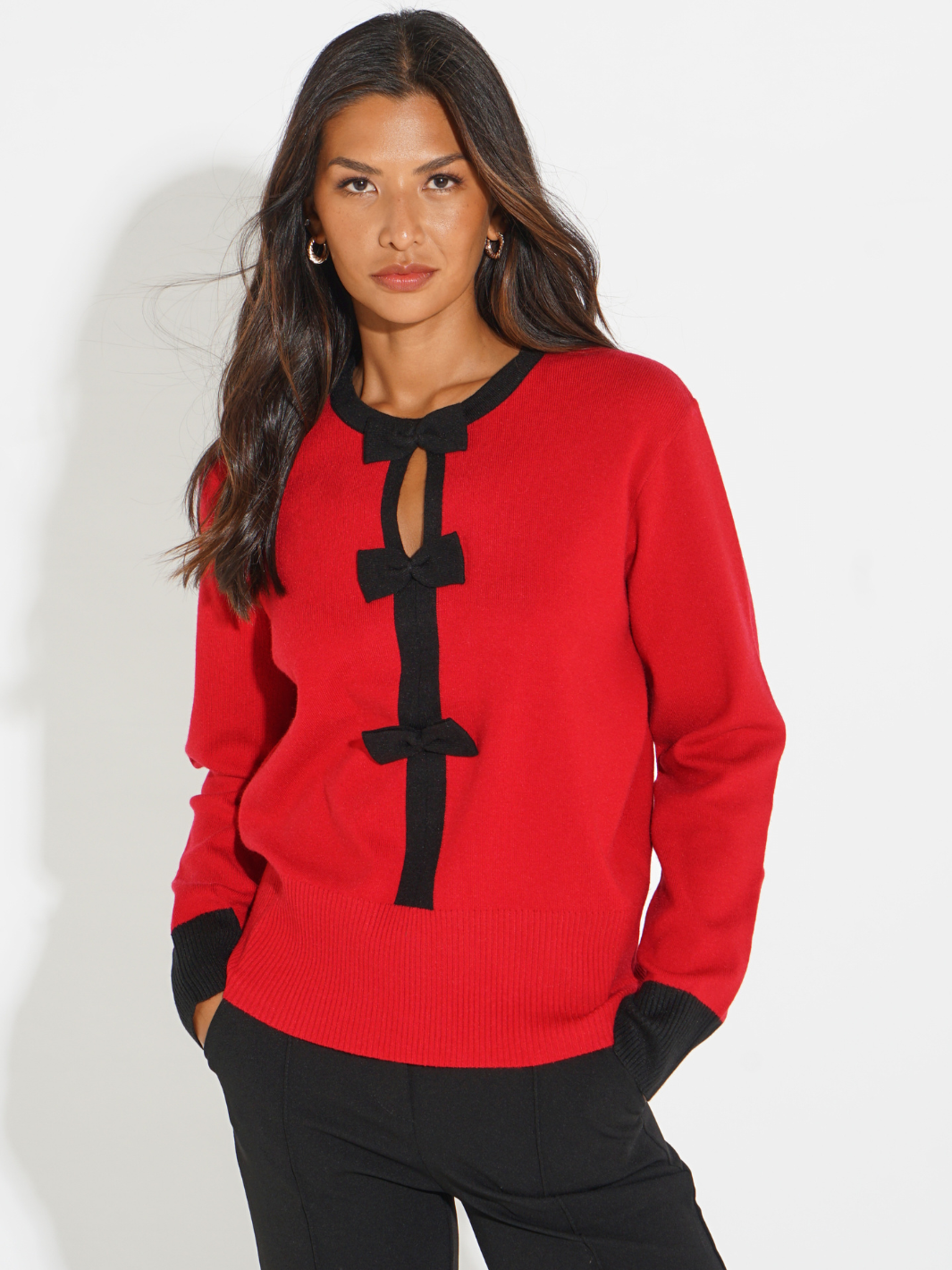 Kate & Pippa Aspen Bow Knit In Red-Kate & Pippa
