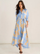 Kate & Pippa Azure Midi Dress In Blue/Lemon Print-Kate & Pippa