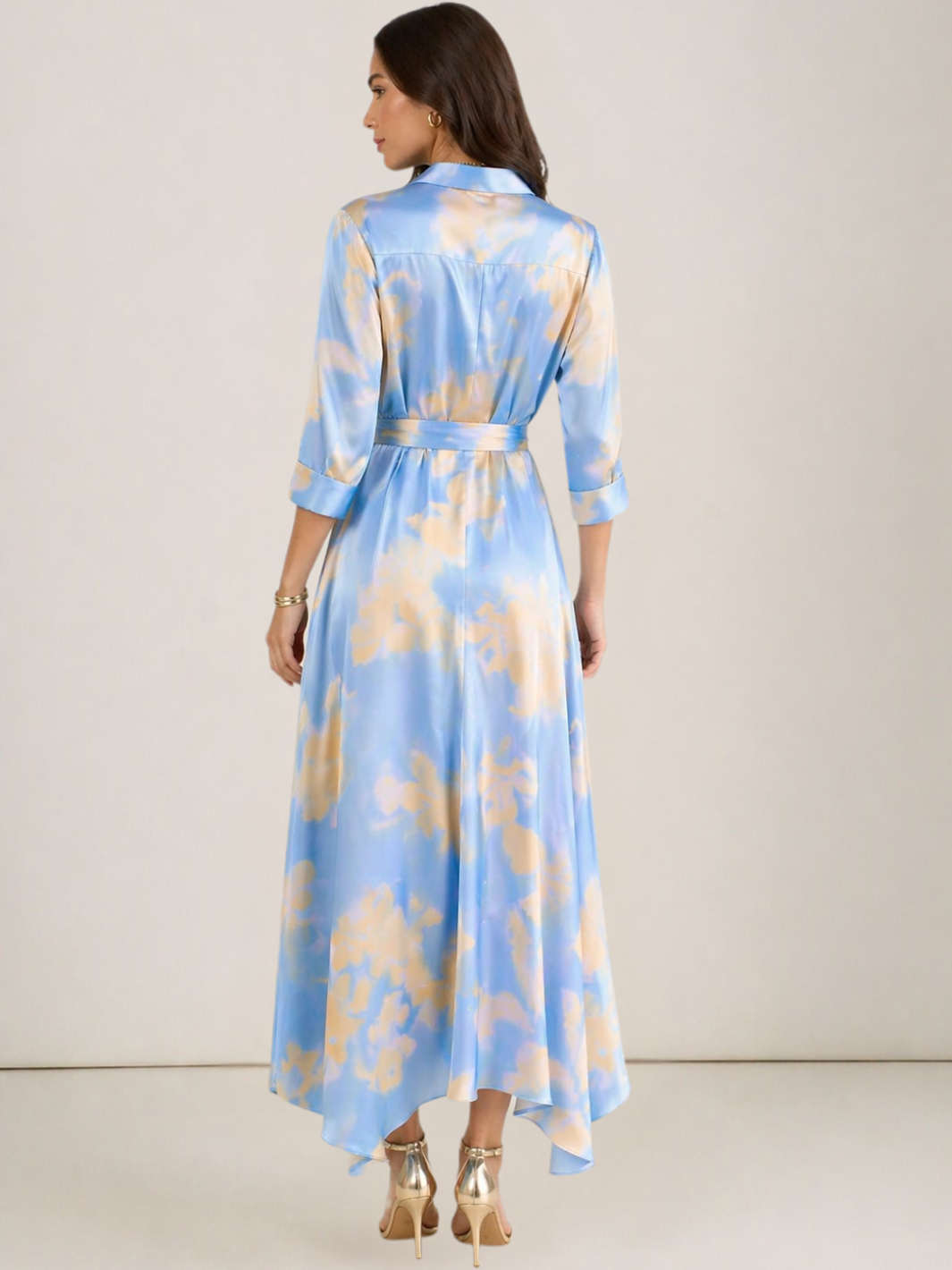 Kate & Pippa Azure Midi Dress In Blue/Lemon Print-Kate & Pippa