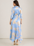 Kate & Pippa Azure Midi Dress In Blue/Lemon Print-Kate & Pippa