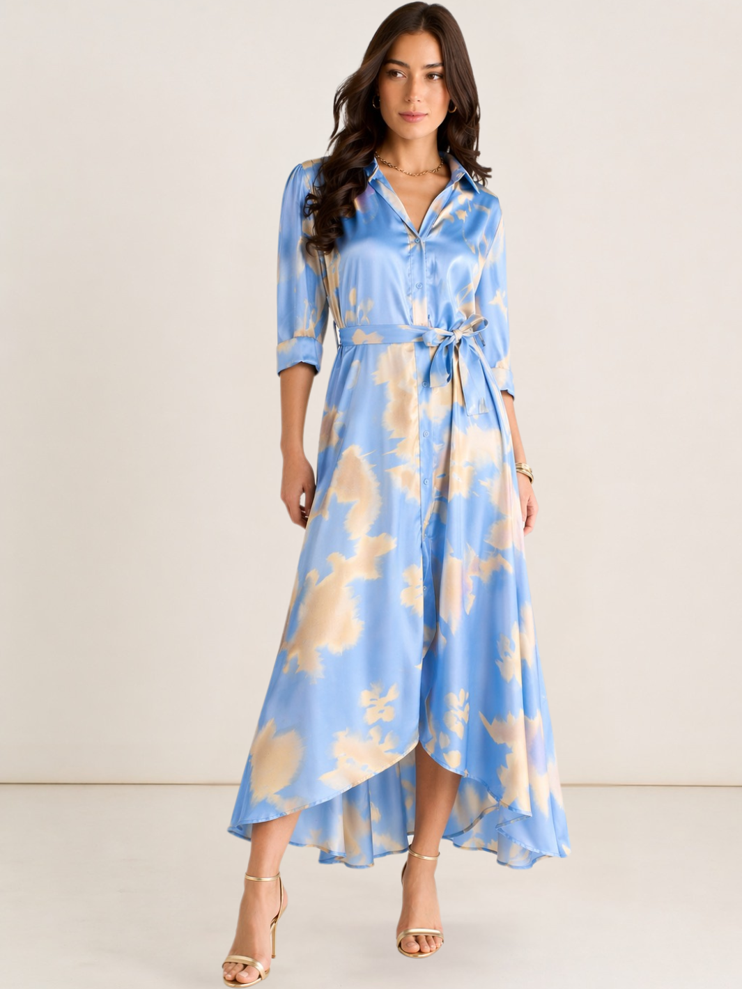 Kate & Pippa Azure Midi Dress In Blue/Lemon Print-Kate & Pippa