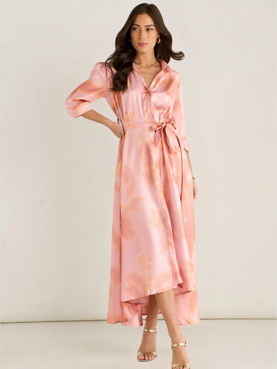 Kate & Pippa Azure Midi Dress In Blush Pink Print-Kate & Pippa